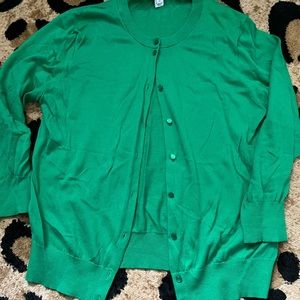 Size XL Kelly Green Jcrew Factory Classic cotton cardigan sweater